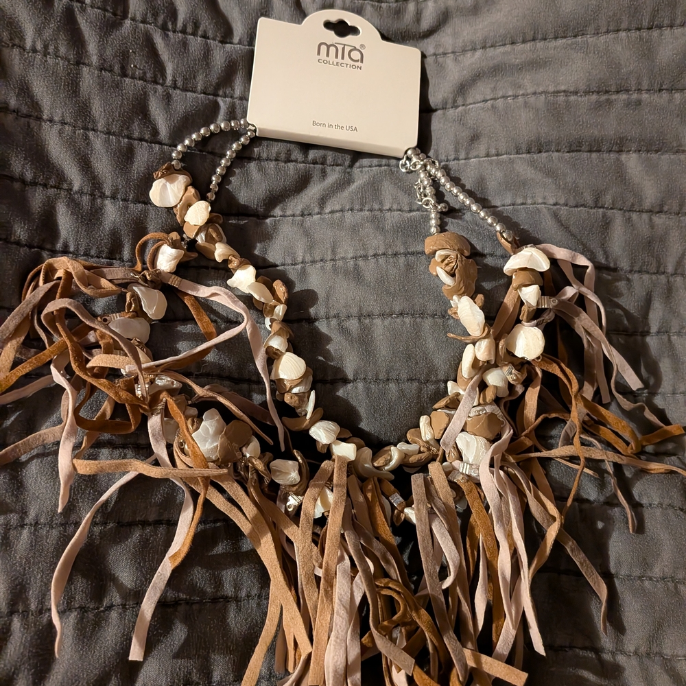 MIA COLLECTION Beige and Brown Fringe Necklace